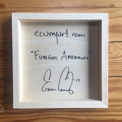 "fungus amongus" print on wood 10"