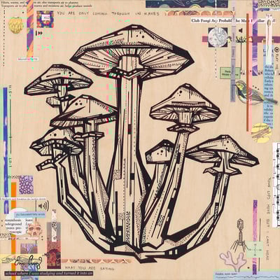 "fungus amongus" print on wood 10" - Thumbnail 4