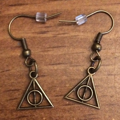 Deathly hallows earrings pewter