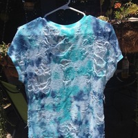 Aqua Tie-Dye Distressed Tee - Thumbnail 2