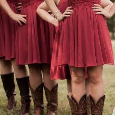 Short one shoulder burgundy bridesmaid dress