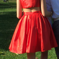 Homecoming Dress,Elegant Red Satin Dresses,Short Homecoming Dresses - Thumbnail 1