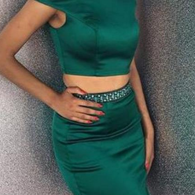 A line v neck tea length wedding dresses prom dresses 