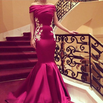 Hot Selling Fuschia Mermaid Prom Dresses Evening Party Bridesmaid Gown