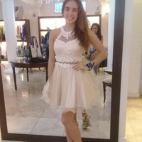 Homecoming Dress, Short Homecoming Dress, Halter Homecoming Dress, Lace Homecoming Dress, Beading Homecoming Dress - Thumbnail 1