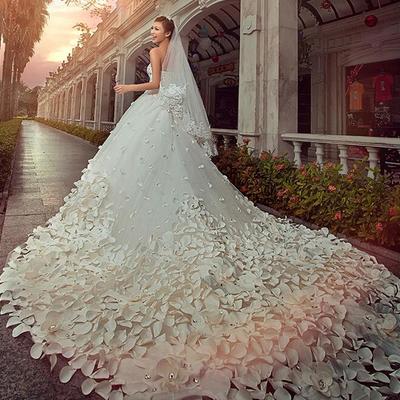 Chapel train wedding dress, sweetheart wedding dress, beading wedding dress, a-line wedding dress, applique wedding dress