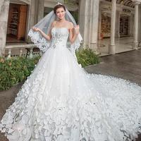 Chapel Train Wedding Dress, Sweetheart Wedding Dress, Beading Wedding Dress, A-Line Wedding Dress, Applique Wedding Dress - Thumbnail 1