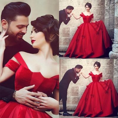 Ball gown red prom dress,long prom dresses,prom dresses,evening dress, prom gowns, formal women dress,prom dress - Thumbnail 1