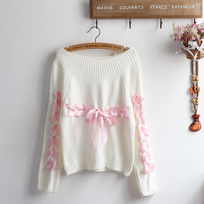 New fashion tie with a bowknot sweater - Thumbnail 4