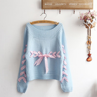 New fashion tie with a bowknot sweater - Thumbnail 2