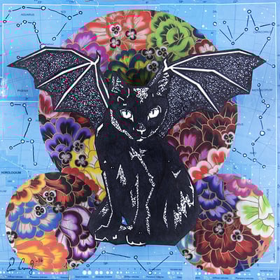 "batcat" print on wood