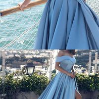 Long prom dresses, blue prom dress, off shoulder prom dress, side split prom dress, evening dress, cheap prom dresss, PD15435 - Thumbnail 2