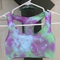 Purple and Green Tie-Dye Sports Bra  - Thumbnail 1