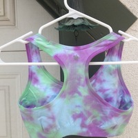 Purple and Green Tie-Dye Sports Bra  - Thumbnail 2