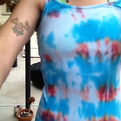 Blue and red tie-dye tank top 
