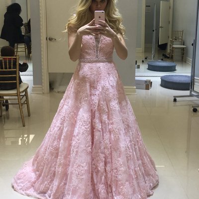 Charming prom dress, sexy prom dress, sleeveless evening dress, lace formal dress