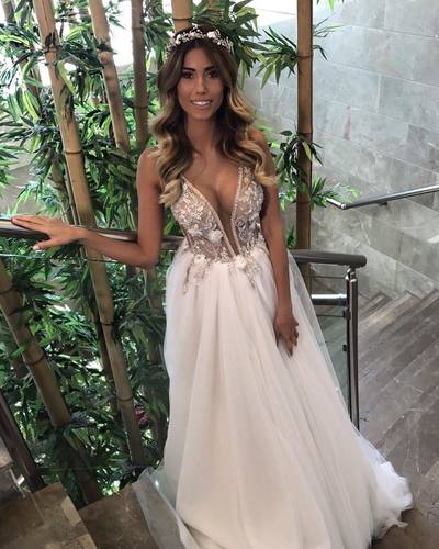 Charming Prom Dress, Sexy Prom Dress, Deep V Neck Evening Dress, Tulle Formal Dress