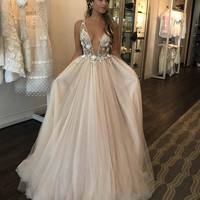 Charming Prom Dress, Sexy Prom Dress, Deep V Neck Evening Dress, Tulle Formal Dress - Thumbnail 1