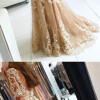 Charming Prom Dress, Appliques Mermaid Evening Dress, Tulle Formal Dress - Thumbnail 1