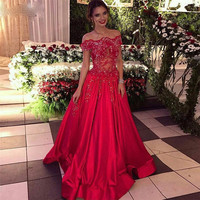 Off The Shoulder Beads Sequins Formal Evening Dresses Cheap Popular Prom Dress 2018 - Thumbnail 1