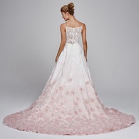 V-Neck Evening Dress,Silk Organza Formal Dress,Ball Gown with Floral Embroidery Applique, Silk wedding dresses   - Thumbnail 1