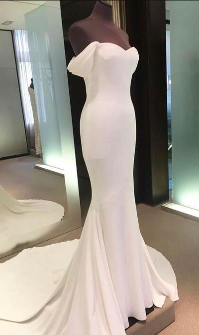 Wedding Dresses,Off The Shoulder Prom Dresses,White Prom Dresses,Mermaid Prom Dresses,Long Prom Dress