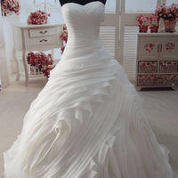 Real Photos Princess Wedding Dress 2017 Tube Cascading Ruffle Bride Robe De Mariage vestidos de noivas Vintage - Thumbnail 1