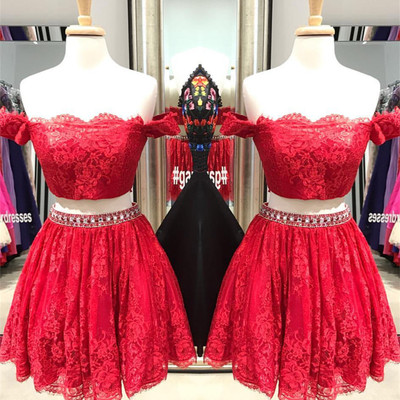 Charming prom dress,two piece prom gown, lace homecoming dress - Thumbnail 2