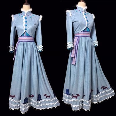 J995 olaf's frozen adventure anna dress embroidery version