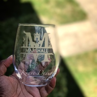Monogram Etched Stemless Wine Glass - Thumbnail 3