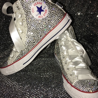 Adult rhinestone converse shoes, crystal shoes, wedding shoes, birthday shoes
