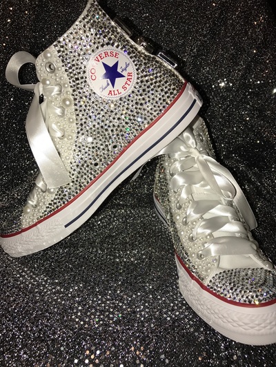 Adult Rhinestone Converse Shoes, Crystal Shoes, Wedding Shoes, Birthday Shoes