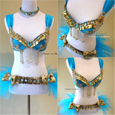 Disney princess jasmine cosplay dance costume rave bra rave wear halloween comicon cosplay - Thumbnail 4