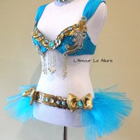 Disney Princess Jasmine Cosplay Dance Costume Rave Bra Rave Wear Halloween Comicon Cosplay - Thumbnail 1
