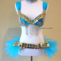 Disney Princess Jasmine Cosplay Dance Costume Rave Bra Rave Wear Halloween Comicon Cosplay - Thumbnail 4