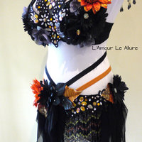 Dark Orange Halloween Fairy Costume Cosplay Dance Costume Rave Bra  - Thumbnail 2