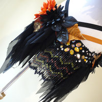 Dark Orange Halloween Fairy Costume Cosplay Dance Costume Rave Bra  - Thumbnail 3