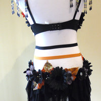 Dark Orange Halloween Fairy Costume Cosplay Dance Costume Rave Bra  - Thumbnail 4