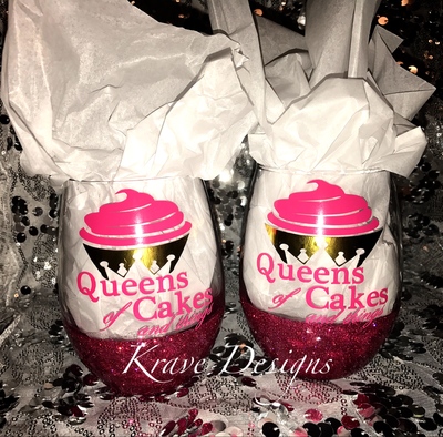 Glitter Logo/Image Wine Glass