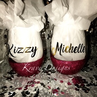 Glitter Logo/Image Wine Glass - Thumbnail 1