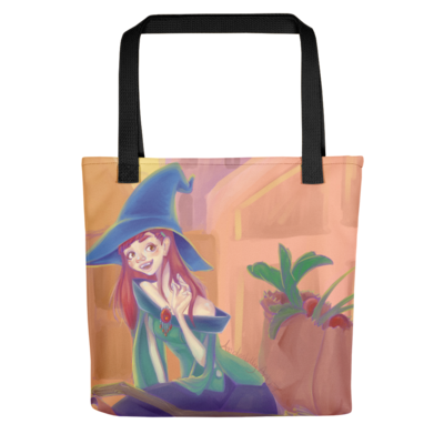 Sunset witch tote bag