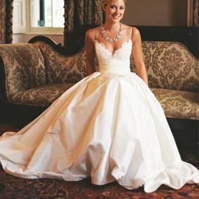 Simple a line spaghetti straps wedding dress,informal lace wedding dress