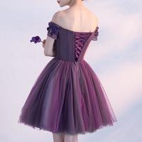 A-line Off-the-shoulder Short/Mini Short Tulle Homedress/Short Prom Dress - Thumbnail 1