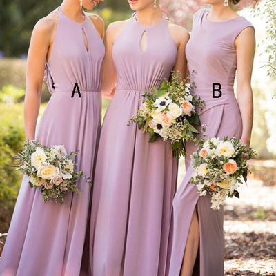 A-line scoop floor-length sleeveless chiffon bridesmaid dresses