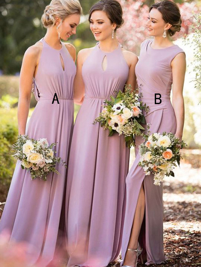 A-line Scoop Floor-length Sleeveless Chiffon Bridesmaid Dresses