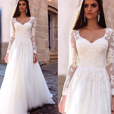 A-line square floor-length long sleeve tulle prom dress/evening dresses