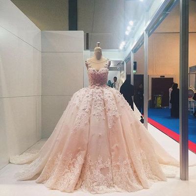 2018 custom charming pink lace quinceanera dress,applique beading ball gown