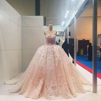 2018 Custom Charming Pink Lace Quinceanera Dress,Applique Beading Ball Gown - Thumbnail 1