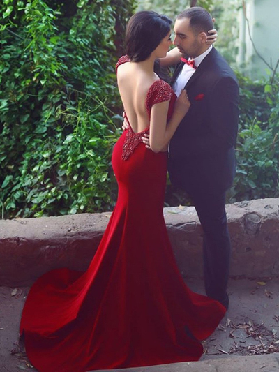 Sheath/Column V-neck Floor-length Short Prom Dress/Evening Dress