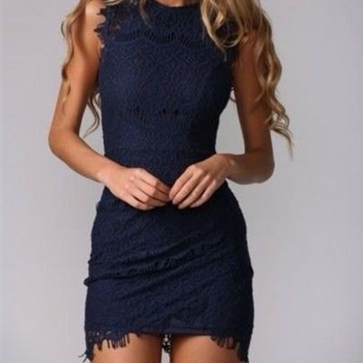 Charming slim-line homecoming dress,lace sexy homecoming dress, short noble blue homecoming dress